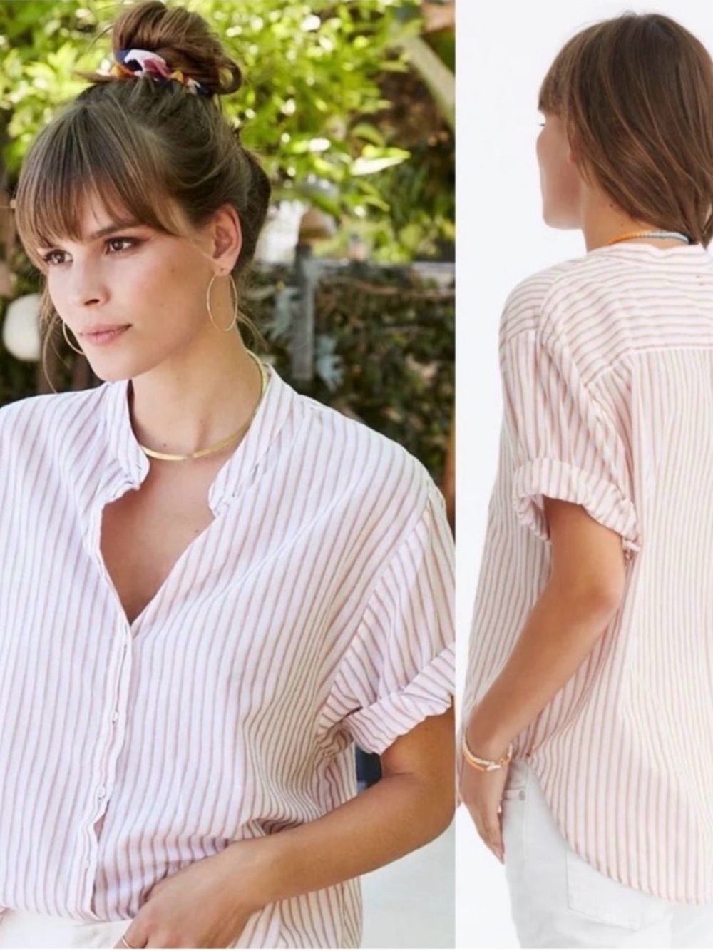 XiRENA Kayden Striped Lightweight Cotton Button Down Shirt in Lion